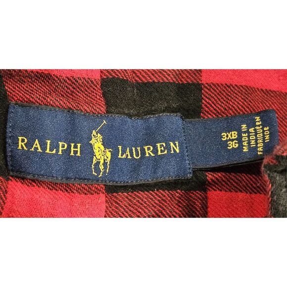 Ralph Lauren Long Sleeve Button Down Checked Double Faced Flannel Shirt Mens 3XB - Picture 6 of 7